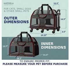 Katziela 애완동물 캐리어 - 항공사 승인 - TSA 승인 소형 개 및 고양이용 애완동물 캐리어 - 소프트 FAA 여행 비행기 개 캐리어 수하물(검정색/빨간색)