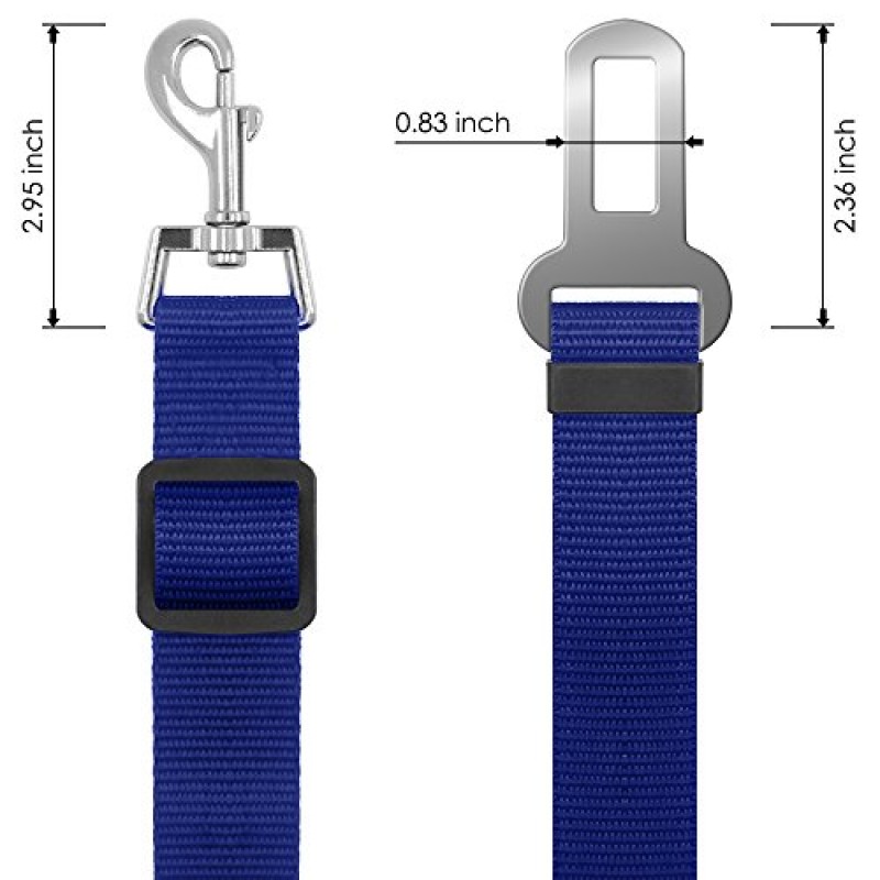 YuCool 직접 안전벨트 회전 테더, 애완동물용 범용 카시트 벨트 조절 가능한 길이 개 안전 벨트 카라비너 ​​클립 모든 애완동물 하네스와 호환되는 간편한 설치(파란색)