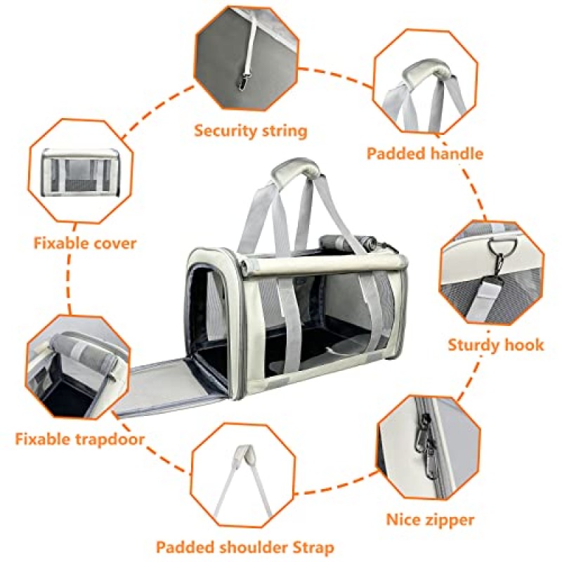 20파운드 이상의 대형 고양이용 고양이 캐리어, 덮개가 있는 애완동물 캐리어, 중형 및 대형 고양이용 고양이 캐리어, 중형견 및 25세 미만의 중형 고양이용 18.5인치 길이의 소프트 사이드 개 캐리어