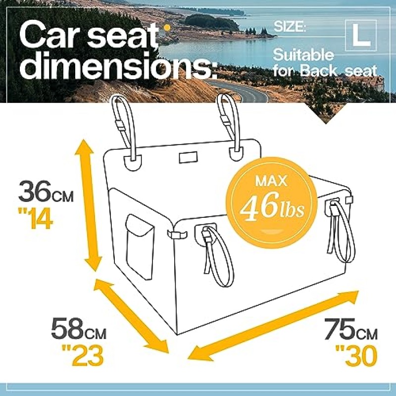 개를위한 PetProved 개 카시트 중형 대형견을위한 방수 애완 동물 카시트 개를위한 카시트 뒷좌석 개 시트 자동차 안전 시트 강아지 카시트