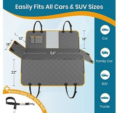 PAWBEE 개 카시트 커버 – 자동차용 미끄럼 방지 뒷좌석 개 시트 커버 – 개용 방수 카시트 커버 + 카시트 벨트 – 메쉬 창이 있는 애완동물용 SUV, 트럭 및 자동차 해먹 - 자동차 뒷좌석 해먹