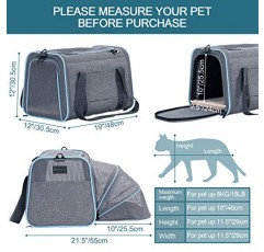 Petsfit 확장형 애완동물 캐리어, 19x12x12인치 소프트 양면 휴대용 고양이 캐리어 개 캐리어, 탈착식 플러시 매트, 잠금 안전 지퍼 및 포켓 포함