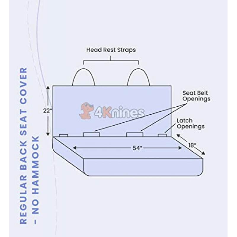 자동차, SUV 및 소형 트럭용 해먹이 없는 4Knines 강아지 시트 커버 - 고강도, 미끄럼 방지, 방수(검은색)