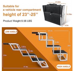 대형견을 위한 초대형 개 차량 램프, 미끄럼 방지 표면이 있는 접이식 알루미늄 개 계단, 자동차 SUV, 높은 침대 및 트럭용 휴대용 경량 개 계단, 최대 250lbs, 4단계 지원