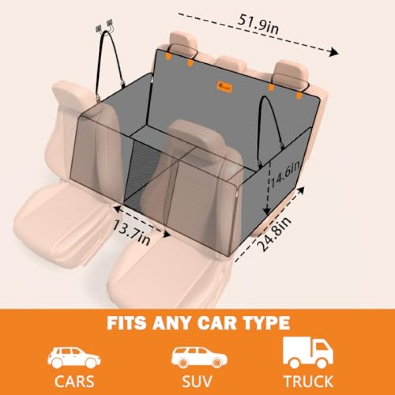 Laadd 뒷좌석 확장기, 개를 위한 단단한 바닥 카시트 커버 - 개 뒷좌석 자동차용 카시트 커버 SUV 트럭, 비팽창식 카베드, 접이식 시트 커버 여행 캠핑을 위한 단단한 바닥 해먹