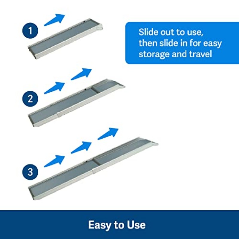 자동차, 트럭 및 SUV용 PetSafe Happy Ride 접이식 개 경사로 - 39~72인치 확장 - 대형견용 휴대용 애완 동물 경사로 - 경량 알루미늄 프레임 무게 13lb, 최대 400lb 지원