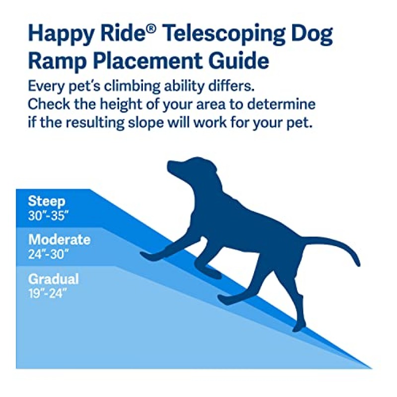 자동차, 트럭 및 SUV용 PetSafe Happy Ride 접이식 개 경사로 - 39~72인치 확장 - 대형견용 휴대용 애완 동물 경사로 - 경량 알루미늄 프레임 무게 13lb, 최대 400lb 지원