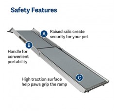 자동차, 트럭 및 SUV용 PetSafe Happy Ride 접이식 개 경사로 - 39~72인치 확장 - 대형견용 휴대용 애완 동물 경사로 - 경량 알루미늄 프레임 무게 13lb, 최대 400lb 지원