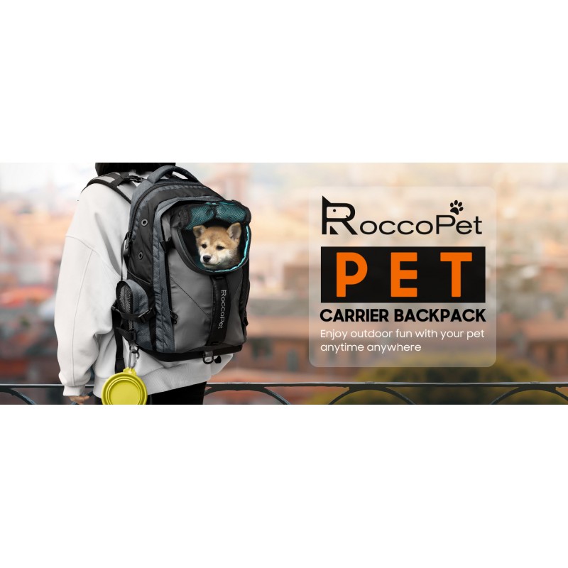 ROCCOPET 개 캐리어 배낭, 소형 개용 애완 동물 캐리어 배낭, 통기성 시스템, 하이킹, 캠핑, 여행용 방수 개 배낭 -블루