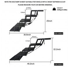 maxpama 대형견용 휴대용 철 및 알루미늄 프레임이 있는 새로운 업그레이드된 5단계 접이식 개용 자동차 램프, 높은 침대, 트럭, 자동차 및 SUV용 미끄럼 방지 표면이 있는 경량 애완동물 계단, 200파운드 지원