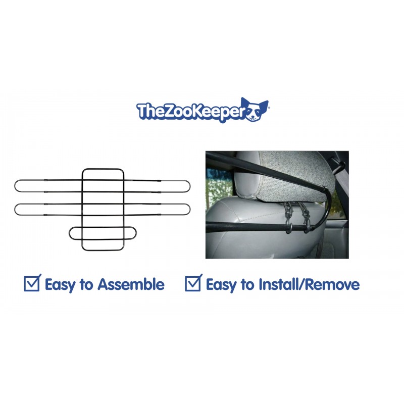 ZooKeeper 차량 애완동물 장벽: 자동차, 트럭, SUV에 맞게 조정 가능한 범용 – 차량 좌석과 함께 움직입니다. 경사. 미끄러지 다. 에 기대다. 쉬운 설치 개 자동차 게이트 - 강력한 금속 튜브 게이트 분배기