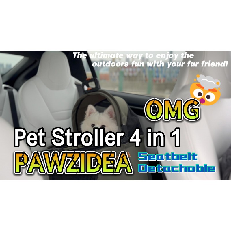 PAWZIDEA 고양이/개 유모차 4 in 1 애완동물 여행 시스템, 안전견 부스터 카시트 콤보, 소형 중형견용 간편 잠금식 지퍼 캐노피가 있는 탈착식 캐리어, 고양이 집, 퀵 폴드, 재활용 직물…