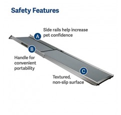 PetSafe Happy Ride 자동차, 트럭, SUV 및 미니밴용 엑스트라 롱 텔레스코핑 개 경사로 - 47~87인치 확장 - 대형견용 휴대용 애완 동물 경사로 - 알루미늄 프레임 무게 18lb, 최대 300lb 지원