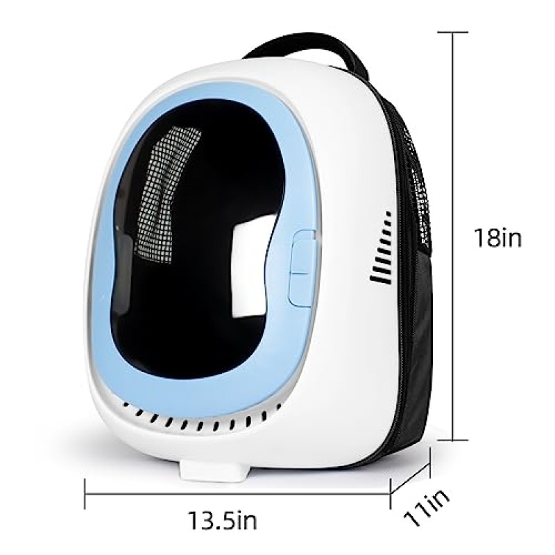 DROFELY 여행용 고양이 배낭 캐리어 대형 캐리어 가방 블루, 야외 하이킹, 산책, 경량 및 넓은 고양이 개 배낭, 강아지 및 토끼를 위한 단단한 껍질 애완 동물 캐리어 배낭