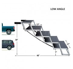 5개의 계단이 있는 브랜드가 없는 개 경사로로 SUV, 자동차, 높은 침대, 경량 및 미끄럼 방지 표면을 갖춘 최대 200Lbs의 대형견을 위한 휴대용 및 접이식 계단을 위한 업그레이드된 알루미늄 프레임 애완동물 계단