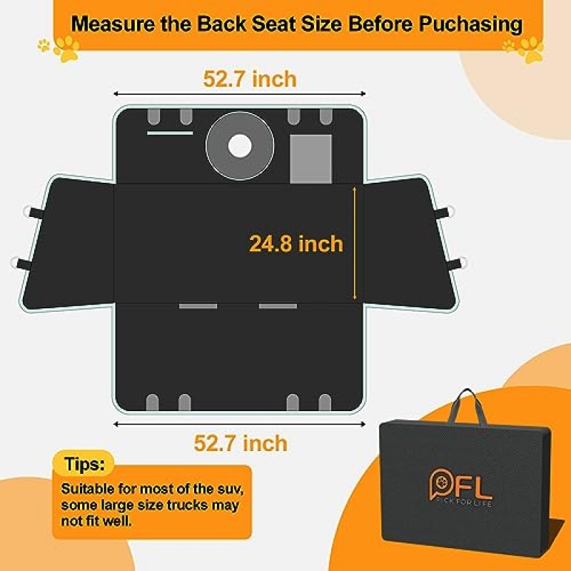 개를 위한 자동차 뒷좌석 확장 장치, 개 SUV 트럭용 자동차 시트 보호대 커버, 자동차 여행용 미끄럼 방지 검은 개 해먹, 자동차 캠핑용 침대, 개 필수품