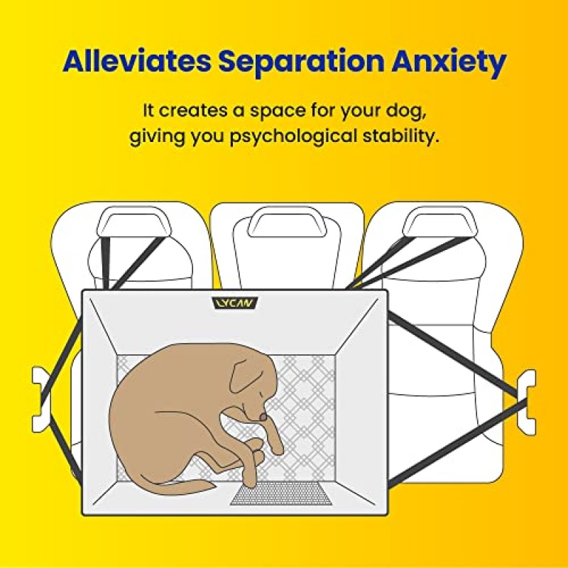 LYCAN 중형견용 카시트 반려견의 분리불안 방지를 위한 프리미엄 메쉬 루프 커버 뒷좌석용 애완동물 시트 커버 하프 해먹 보호 애완동물 헤어 메쉬 루프 접이식 세탁 가능 방수