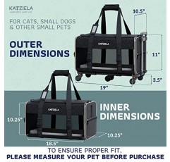 애완동물 캐리어 항공사 승인 - 바퀴가 있는 개 캐리어 - TSA 항공사 승인 개 캐리어 - 중소형 고양이 또는 개를 위한 바퀴가 있는 롤링 애완동물 캐리어 - 비행기 기내 동물 친화적인 수하물