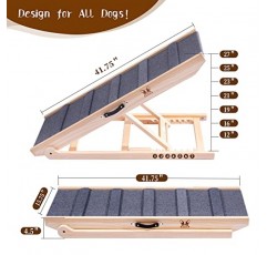 모든 개 및 소파, 침대 및 자동차, SUV용 27' 키 큰 개 애완 동물 램프 휴대용, 최대 220lbs 지원, 휴대용 가방 포함, 12'-27'에서 7단계 높이 조절 가능, 미끄럼 방지 발 친화적인 제품 카펫, 대형
