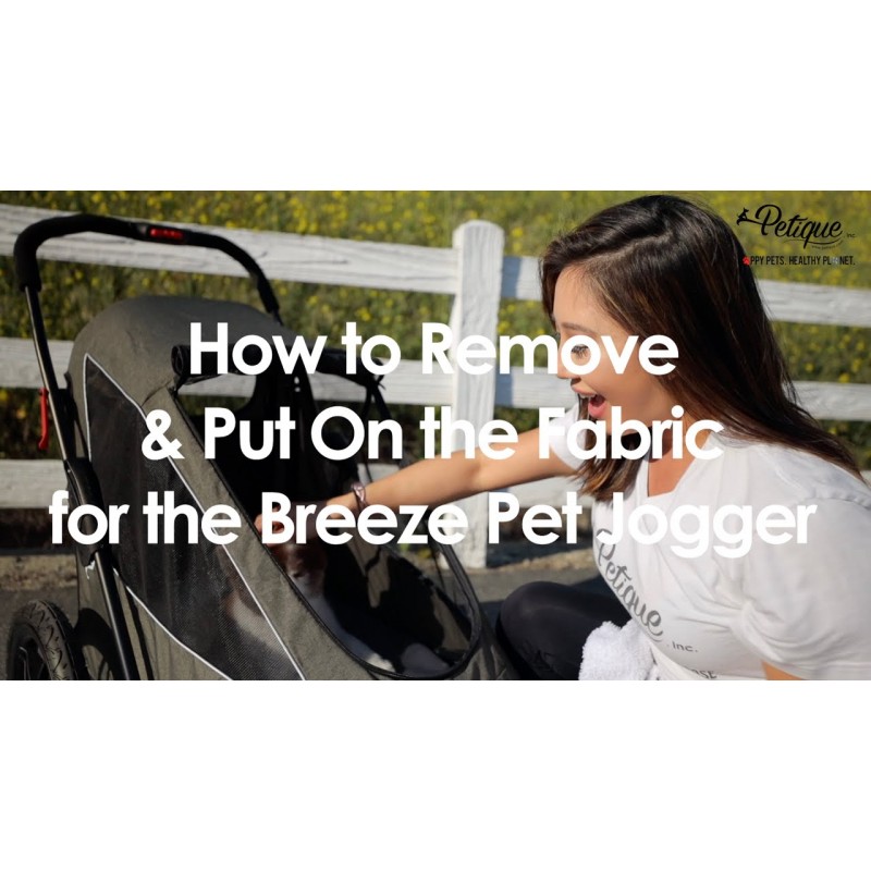 Petique Breeze Jogger, 중형 애완동물용 개 카트, 고양이 및 개용 통풍형 애완동물 유모차, 블랙