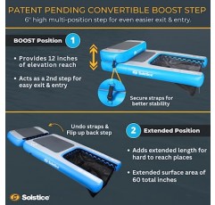 SOLSTICE 풍선 강아지 판자 BOOST 수영장 보트 부두용 플로팅 램프 개 플로트 사다리 | 높은 수영 플랫폼 및 도크를 위한 12인치 높이의 추가 부스트 스텝 특허 출원 중 | 최대 220파운드의 애완동물용