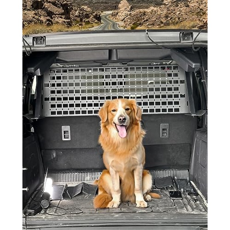 Broaddict Pet Divider Molle Storage Ford Bronco 4dr 2021 2022 2023 2024 자동차 애완 동물 배리어에 적합