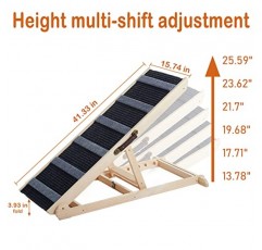 침대용 개 경사로, 크고 작은 개를 위한 조정 가능한 접이식 애완 동물 경사로(길이 42