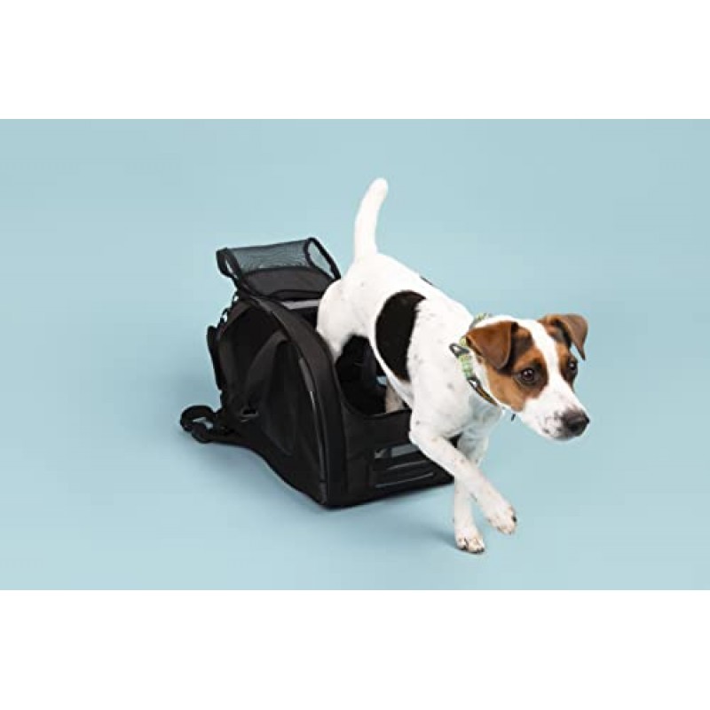 OllyDog Meridian 컨버터블 애완동물 캐리어, 4-in-1 애완동물 캐리어, 자동차, 공항 또는 트레일에서 사용할 수 있음, 플리스 볼스터 침대가 포함된 비행기 여행 기내 가방(드림 카모)