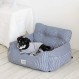 Roomnhome 개 카시트, 19.6" W x 17.7" D x 14.2" H 소형 및 중형견 고양이용 부스터 시트, 자동차/SUV/트럭용 안전 클립온 끈 부착, 집 애완동물 쿠션용(네이비 스트라이프/소형)