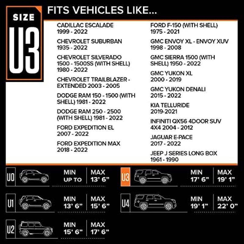 Budge Rain Barrier SUV 커버, 실외, 방수, 통기성, SUV 커버(최대 229인치 SUV에 적합), 회색