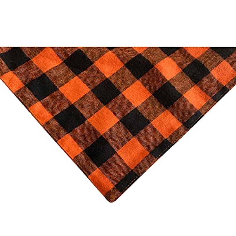 Realeaf Fall Dog Bandanas 2 팩, 할로윈 추수감사절 개 반다나, 남아 및 여아용 주황색 격자 무늬 애완 동물 스카프, 프리미엄 내구성 직물, 중형 및 대형견용 휴일 반다나(대형)