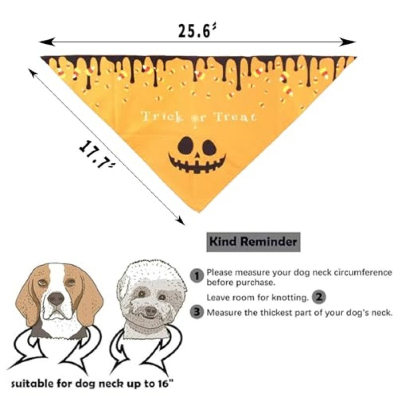 할로윈 개 반다나 4팩, DIY 조절 가능한 빨 수 있는 목도리, 호박이 있는 애완동물 스카프, 유령, 얼굴을 찡그린 얼굴(할로윈-B)