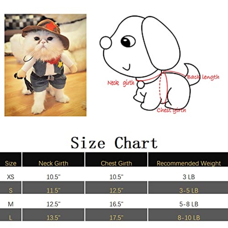 NACOCO 카우보이 강아지 의상 모자 강아지 옷 할로윈 의상 고양이와 작은 개 (중간) 블루
