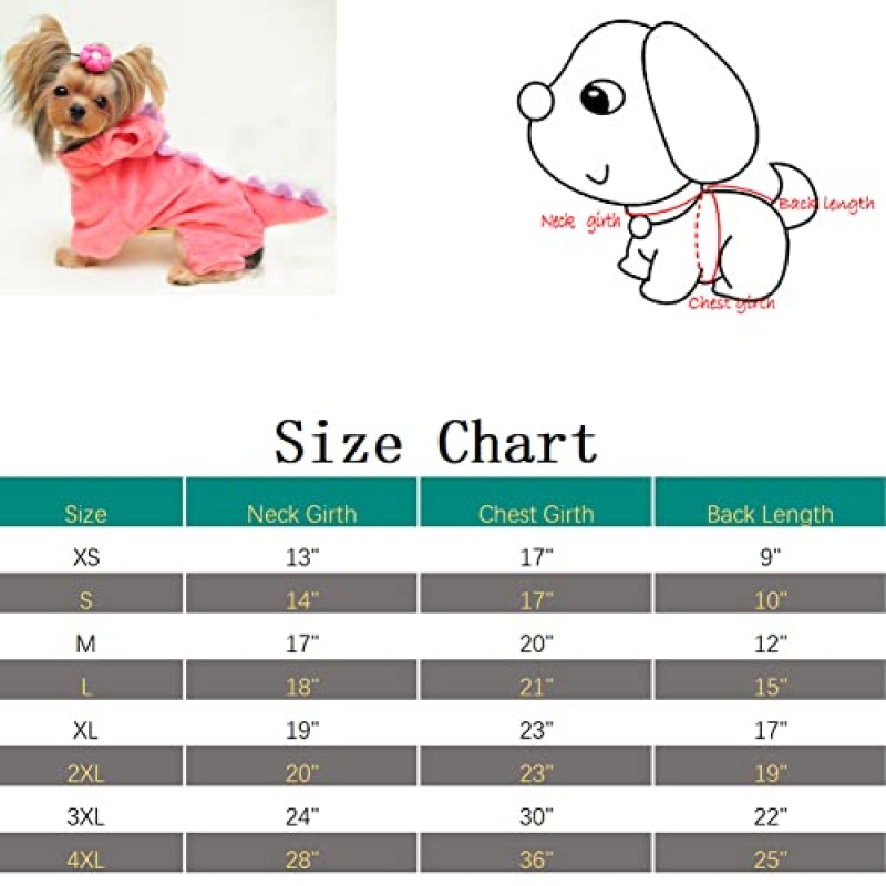 공룡 개 할로윈 의상 애완 동물 디노 후디 중소형견 그린 (핑크,S)