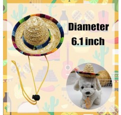 GallaRato 8 PCS 멕시코 개 의상 여러 가지 빛깔의 Cinco De Mayo 고양이 두건 큰 크기 멕시코 개 삼각형 턱받이 멕시코 개 솜브레로 모자 개를위한 애완 동물 콧수염 장식 (대형)