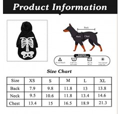 Coomour 할로윈 애완 동물 강아지 고양이 해골 후드 빛나는 해골 뼈 의상 복장 개 고양이 (3XL)