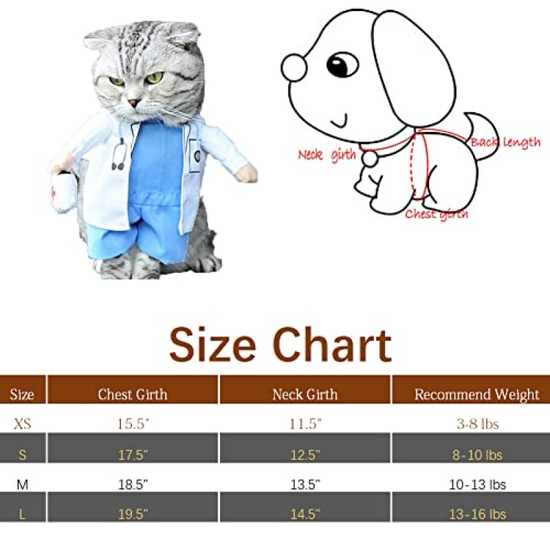 NACOCO 개 고양이 의사 의상 애완 동물 의사 의류 할로윈 청바지 복장 의류 (XS)