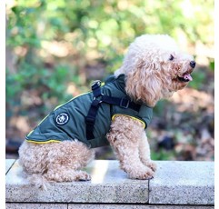 Norbi Pet Warm Jacket 소형견 조끼 하네스 강아지 겨울 2 in 1 복장 추운 날씨 코트 (M, 녹색)