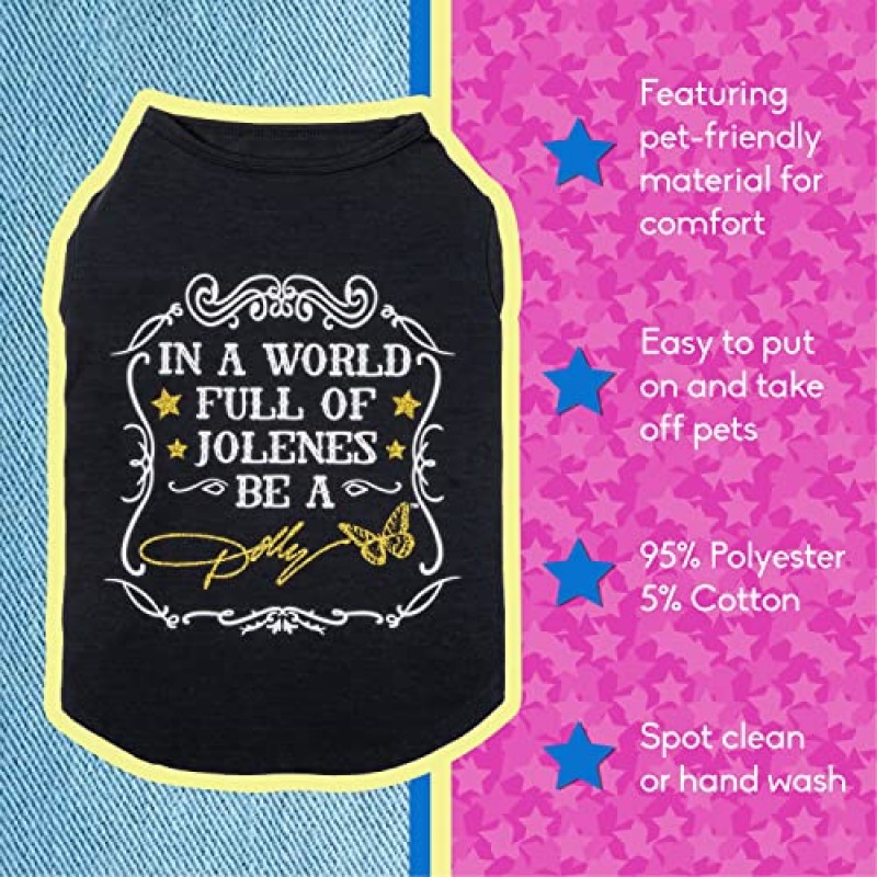 Jolenes가 가득한 세상의 Doggy Parton Be A Dolly Black Shirt for Pets - XS(22120733)