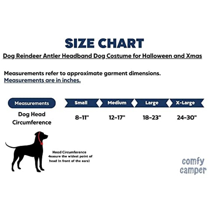 ComfyCamper 순록 뿔 개 할로윈 의상 - 머리띠 최대 강아지 강아지 고양이 새끼 고양이 애완 동물 사슴 무스 머리 밴드, M