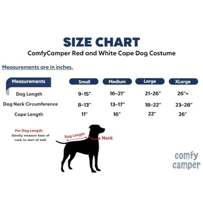 ComfyCamper 빨간색과 흰색 개 의상 - X 대형 중형 소형 프랑스 실험실 리트리버 애완 동물 코스프레 할로윈 의상 공(중형, 케이프)