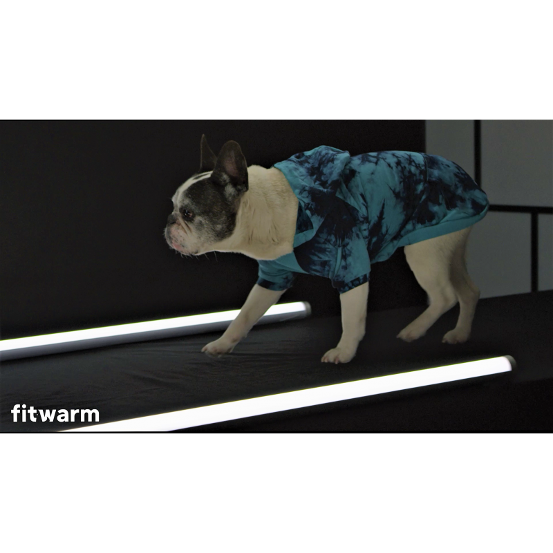 Fitwarm Tie Dye Dog 까마귀 강아지 운동복 포켓 강아지 겨울 의류 운동복 애완 동물 후드 코트 고양이 재킷 의류 검정 X-Large