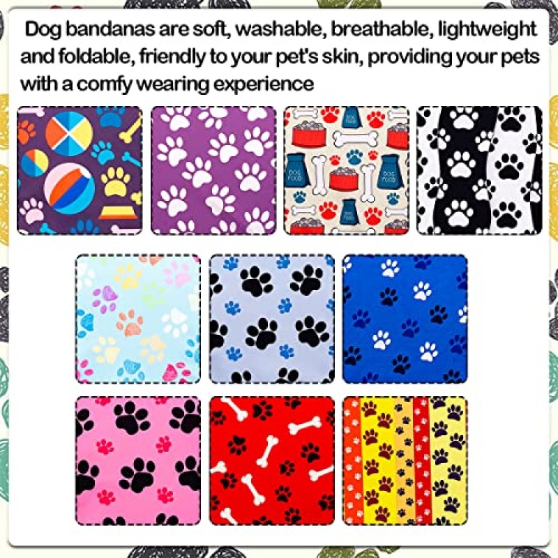 JpGdn 50PCS 대형 개 Bandanas 여름 대형 품종 XL 대형 발 뼈 인쇄 대형 애완 동물 큰 Bandanas 팩 스카프 빨 수있는 삼각형 턱받이 머리 스카프 소년과 소녀를위한 스카프 손질 의상