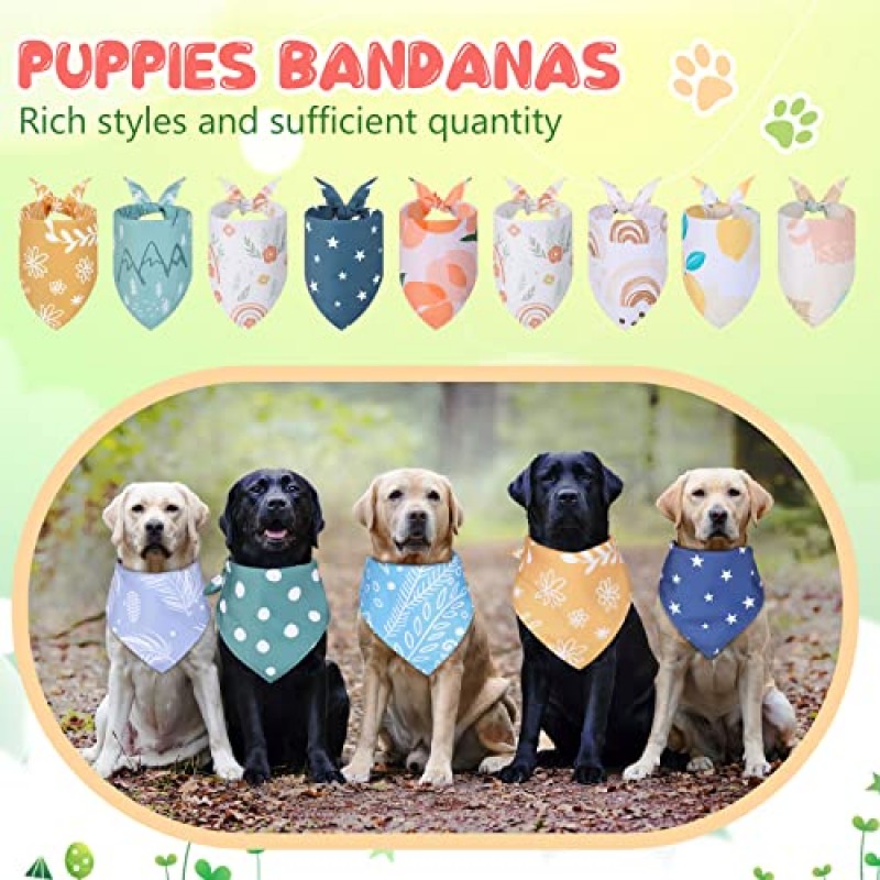 Amylove 50 Pcs 개 Bandanas 대량 여름 봄 강아지 꽃 개 Bibs 휴일 빨 수있는 스카프 애완 동물 삼각형 머리 스카프 Bandanas 애완 동물 의상 개 복장 중소 소녀 및 소년 (꽃)