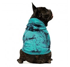 Fitwarm Tie Dye Dog 까마귀 강아지 운동복 포켓 강아지 겨울 의류 운동복 애완 동물 후드 코트 고양이 자켓 의류 Azure Blue X-Large