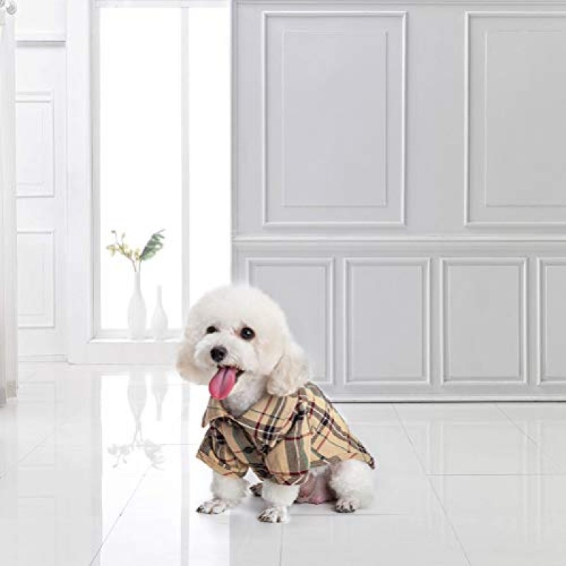 PUPTECK 격자 무늬 개 셔츠, 귀여운 강아지 고양이 폴로 티셔츠, 소형 중형 개를위한 부드러운 애완 동물 옷 소년