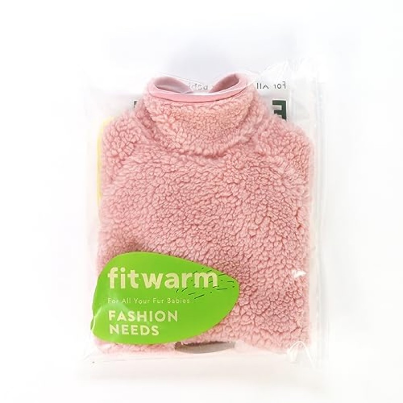 Fitwarm 셰르파 개 스웨터, 작은 개를 위한 열 개 옷 소녀, 애완 동물 겨울 코트, 고양이 복장, 라이트 핑크, 중간