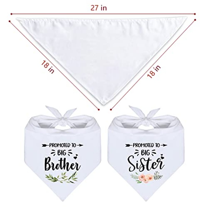 YHTWIN은 큰 형제 및 자매 개 임신 발표 개 두건, 흰 꽃 패턴 애완견 삼각형 스카프, 성별 공개 사진 소품 액세서리 애완견 애인 선물, 2 팩으로 프로모션되었습니다.