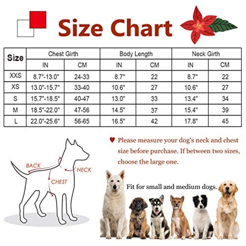 QBLEEV 작은 개를 위한 개 스웨터, 개 크리스마스 스웨터 조끼 니트웨어 강아지 스웨터 따뜻한 겨울 애완 동물 스웨터 가을 개 스웨터 풀오버 개 운동복 개를 위한 휴일 개 스웨터 여아 소년 XS