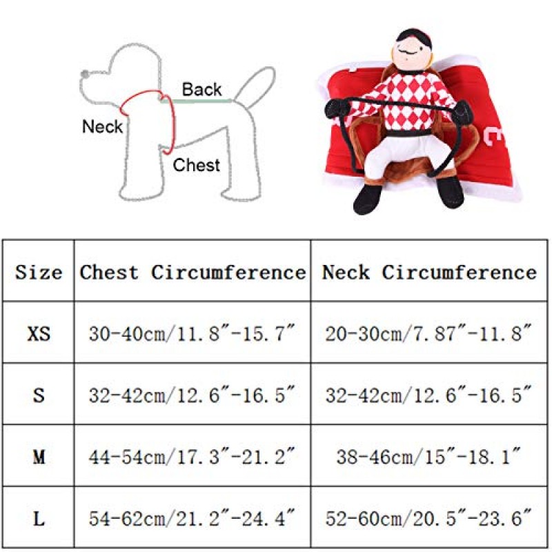 SEIS 할로윈 개 자키 애완 동물 경마 의상 고양이 할로윈 파티를위한 재미있는 옷 코스프레 사진 촬영 (XS (가슴 둘레 30-40cm/11.8 